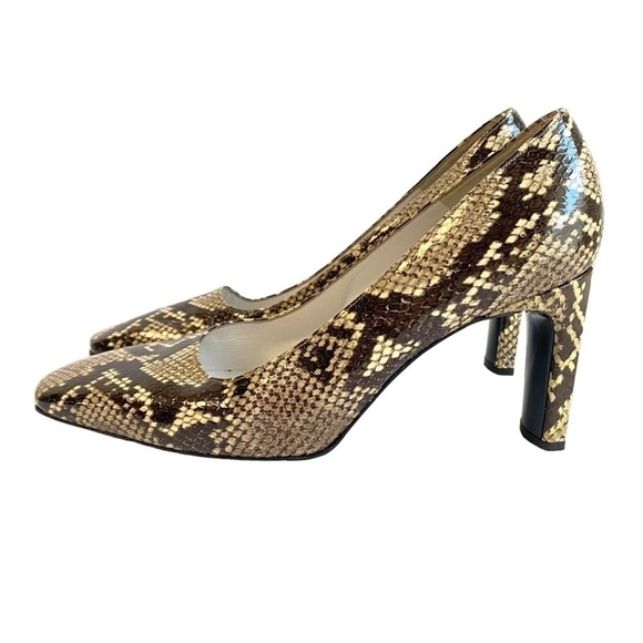 Charles Jourdan Paris Snakeskin Pumps Vintage Reptile Print Leather Heels 8.5 - Picture 1 of 11